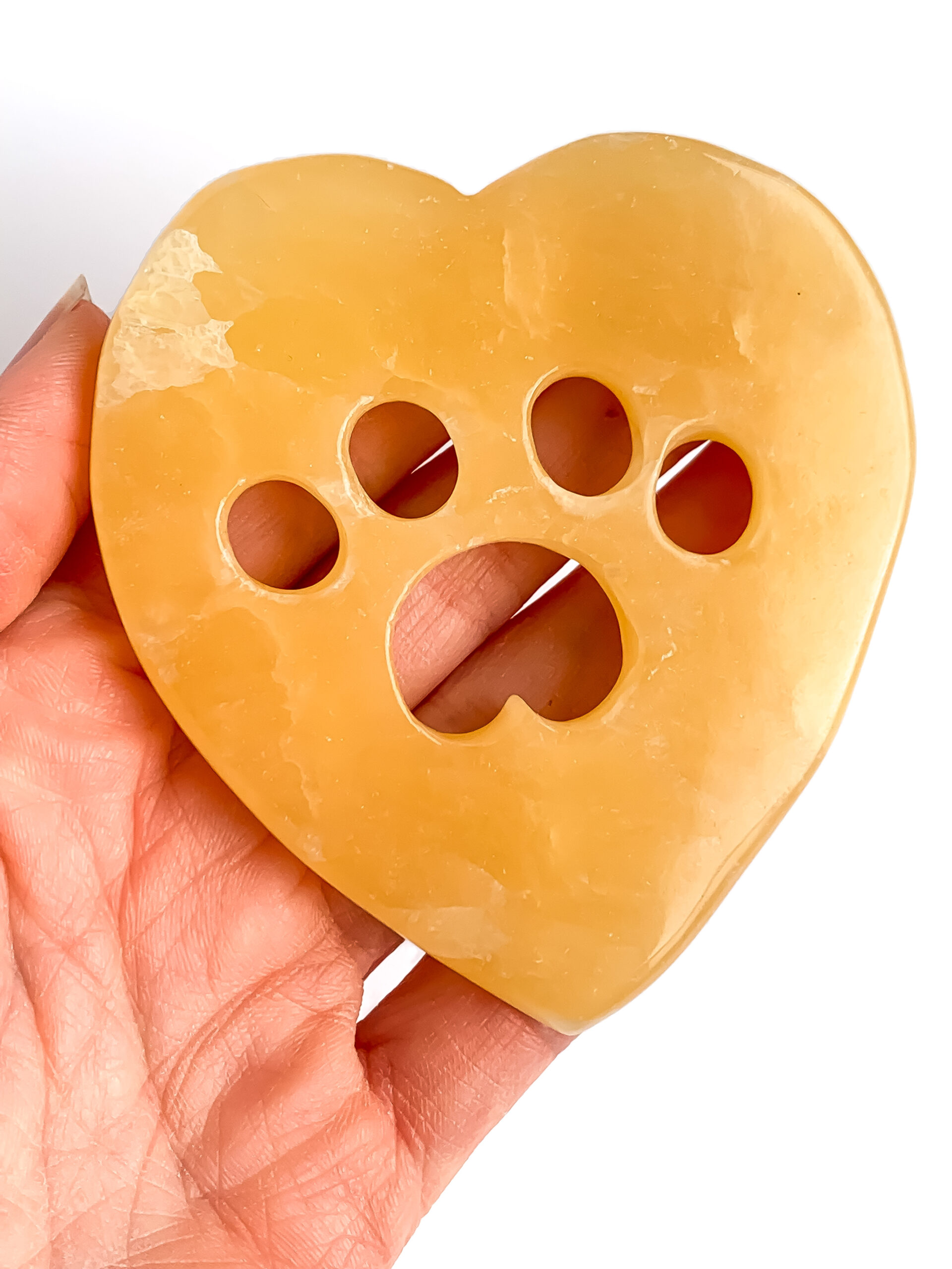 Orange Calcite paw print heart