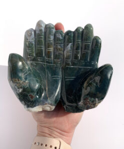 Moss Agate double hand carving