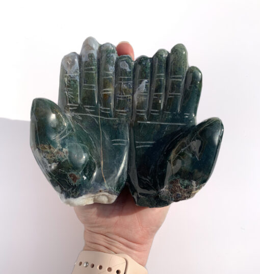 Moss Agate double hand carving