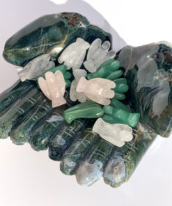 Moss Agate double hand carving