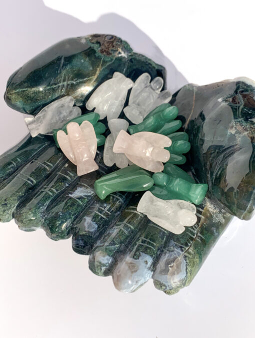 Moss Agate double hand carving