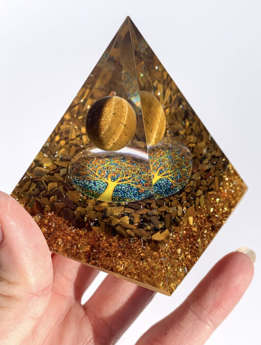 Tigers Eye resin pyramid