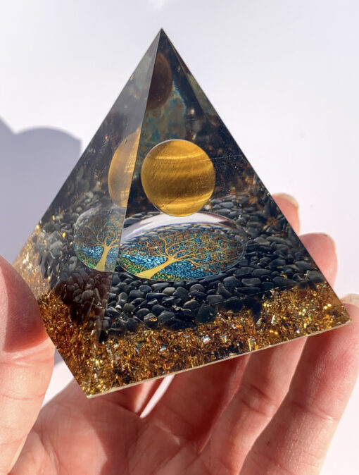 Tigers Eye resin pyramid