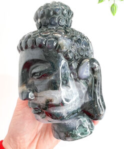 Large Moss Agate buddha head