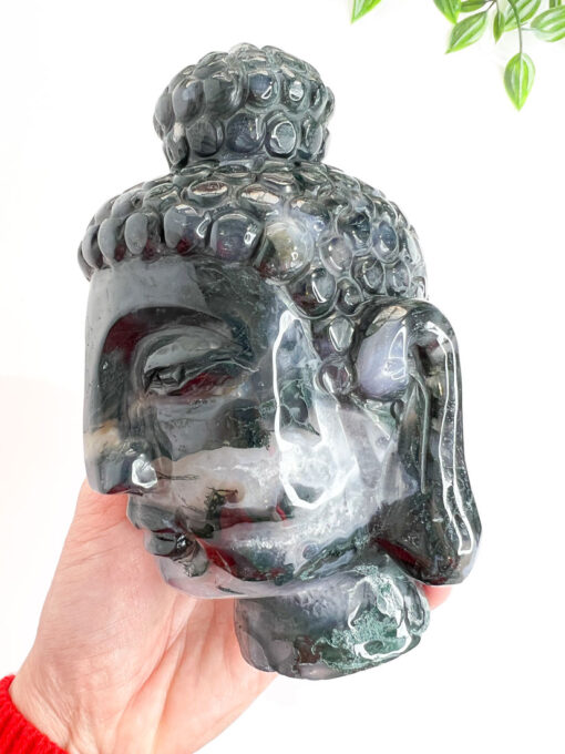 Large Moss Agate buddha head