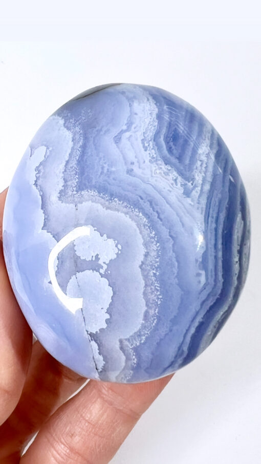 Blue Lace Agate palm stone