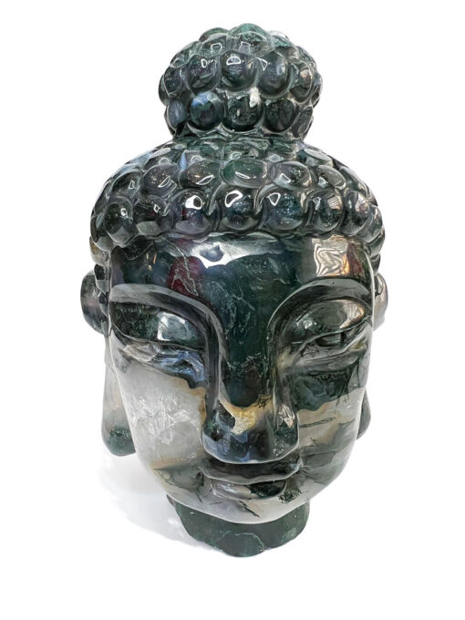 Large Moss Agate buddha head