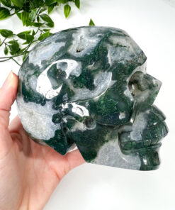 Large moss agate skull