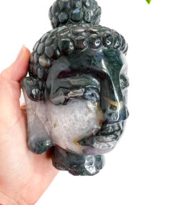 Large Moss Agate buddha head