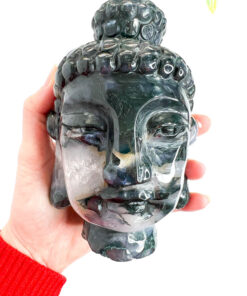 Large Moss Agate buddha head