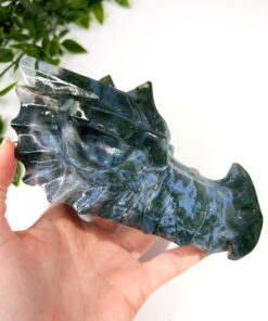 Large Moss Agate dragon head