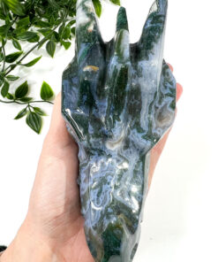 Large Moss Agate dragon head