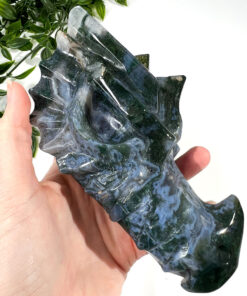 Large Moss Agate dragon head