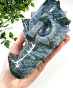 Large Moss Agate dragon head