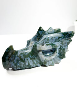 Large Moss Agate dragon head