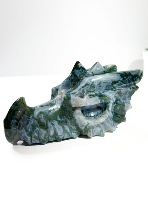 Large Moss Agate dragon head