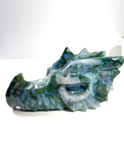 Large Moss Agate dragon head