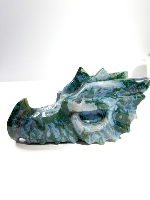 Large Moss Agate dragon head