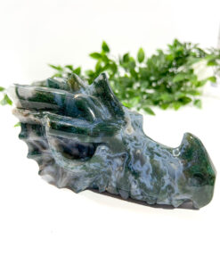 Large Moss Agate dragon head