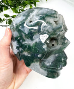 Large moss agate skull