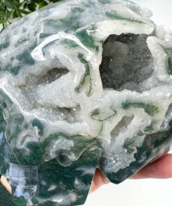 Large moss agate skull