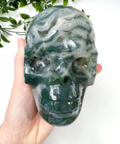 Large moss agate skull