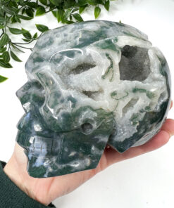 Large moss agate skull