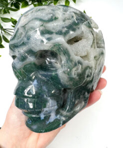 Large moss agate skull