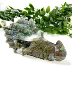 Large Moss Agate dragon head