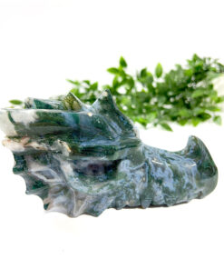 Large Moss Agate dragon head