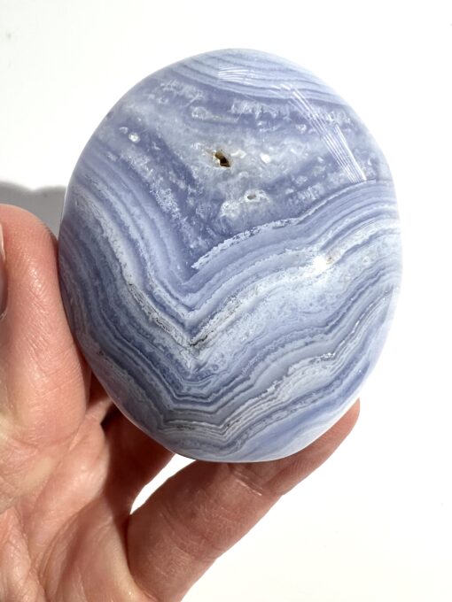 Blue Lace Agate palm stone