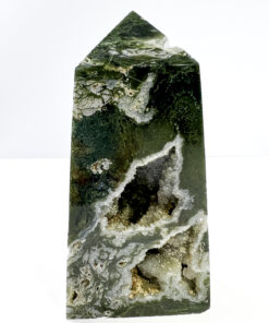 Large Druzy Moss Agate tower