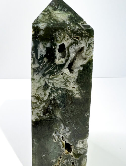 Large Druzy Moss Agate tower