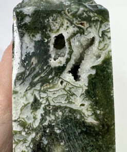 Large Druzy Moss Agate tower