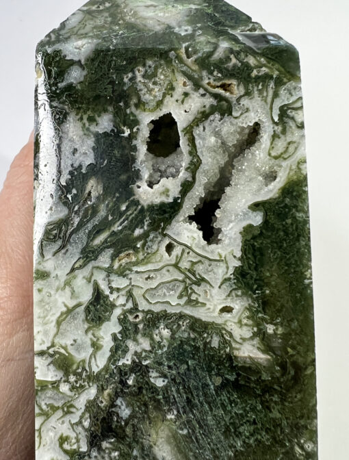 Large Druzy Moss Agate tower