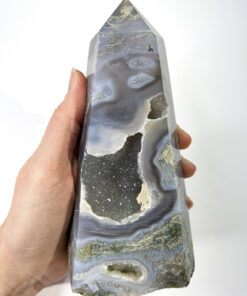 Large Druzy Moss Agate tower