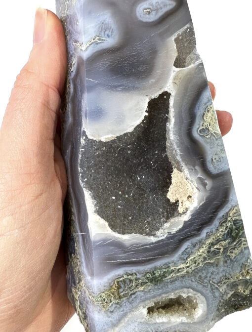 Large Druzy Moss Agate tower