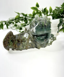 Large Moss Agate dragon head