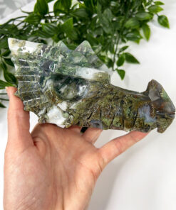 Large Moss Agate dragon head