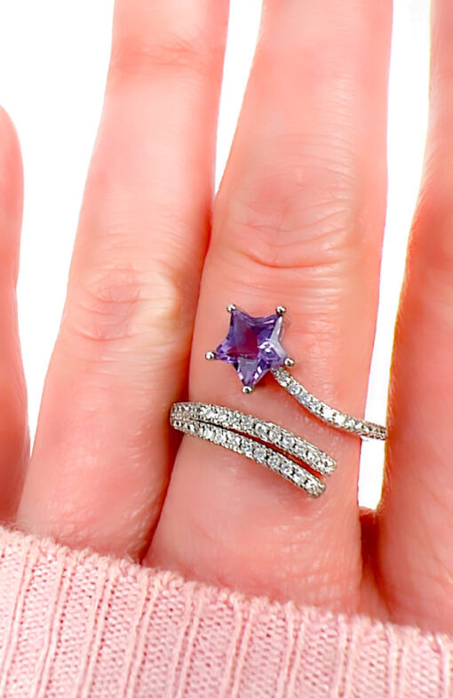 Sterling Silver Amethyst star ring