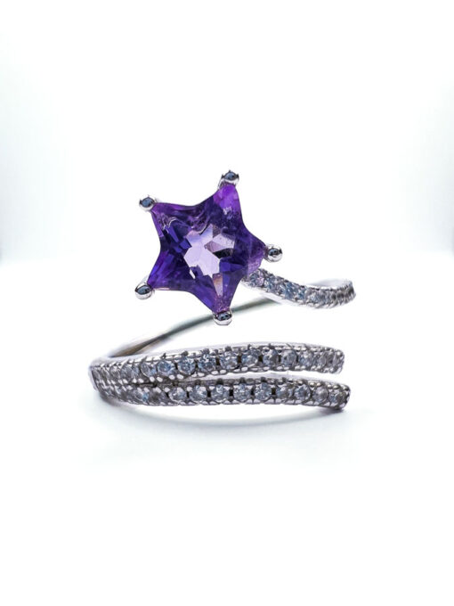 Sterling Silver Amethyst star ring