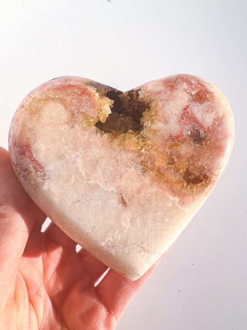 Druzy pink amethyst heart