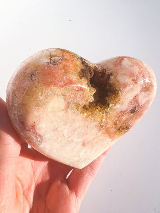 Druzy pink amethyst heart