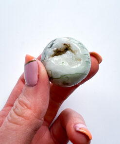 Druzy moss agate sphere