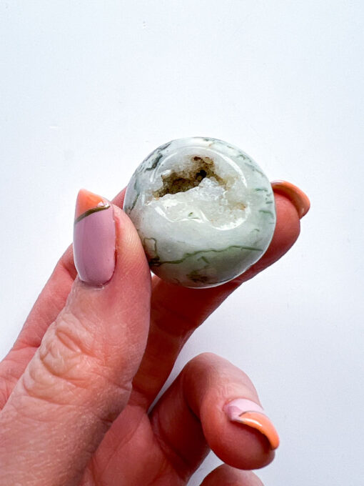 Druzy moss agate sphere