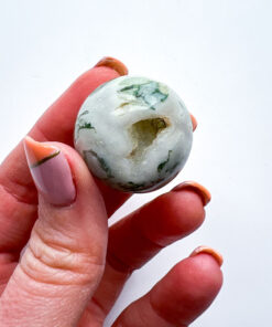 Druzy moss agate sphere