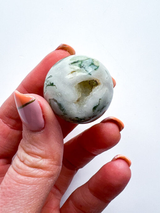 Druzy moss agate sphere