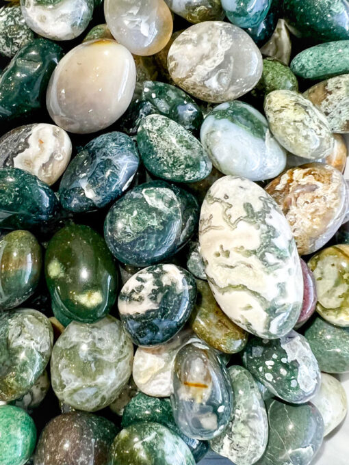 Moss Agate tumble stone