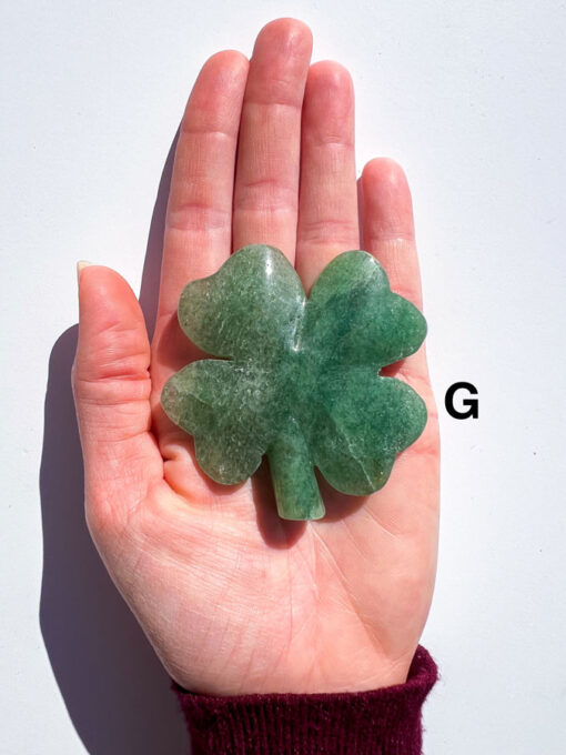 Green Strawberry Quartz four-leaf clover