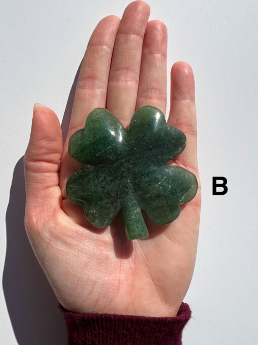 Green Strawberry Quartz four-leaf clover